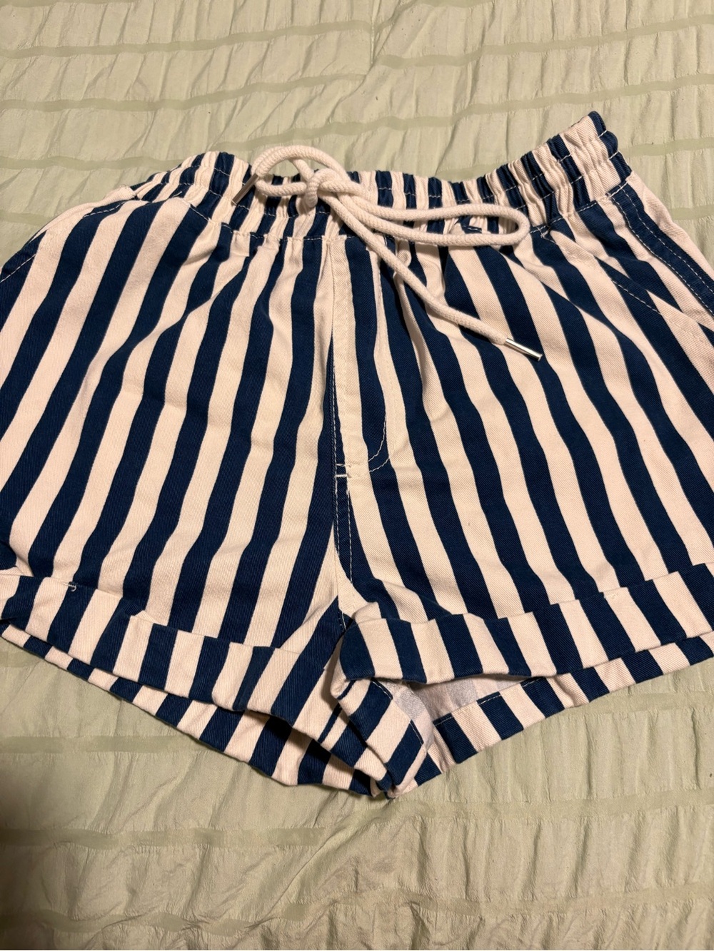 Forever 21 Navy & White Striped Drawstring Athletic Shorts